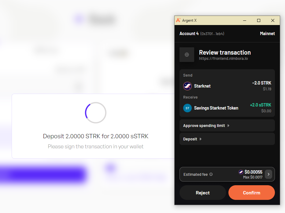 sSTRK Deposit Confirm 